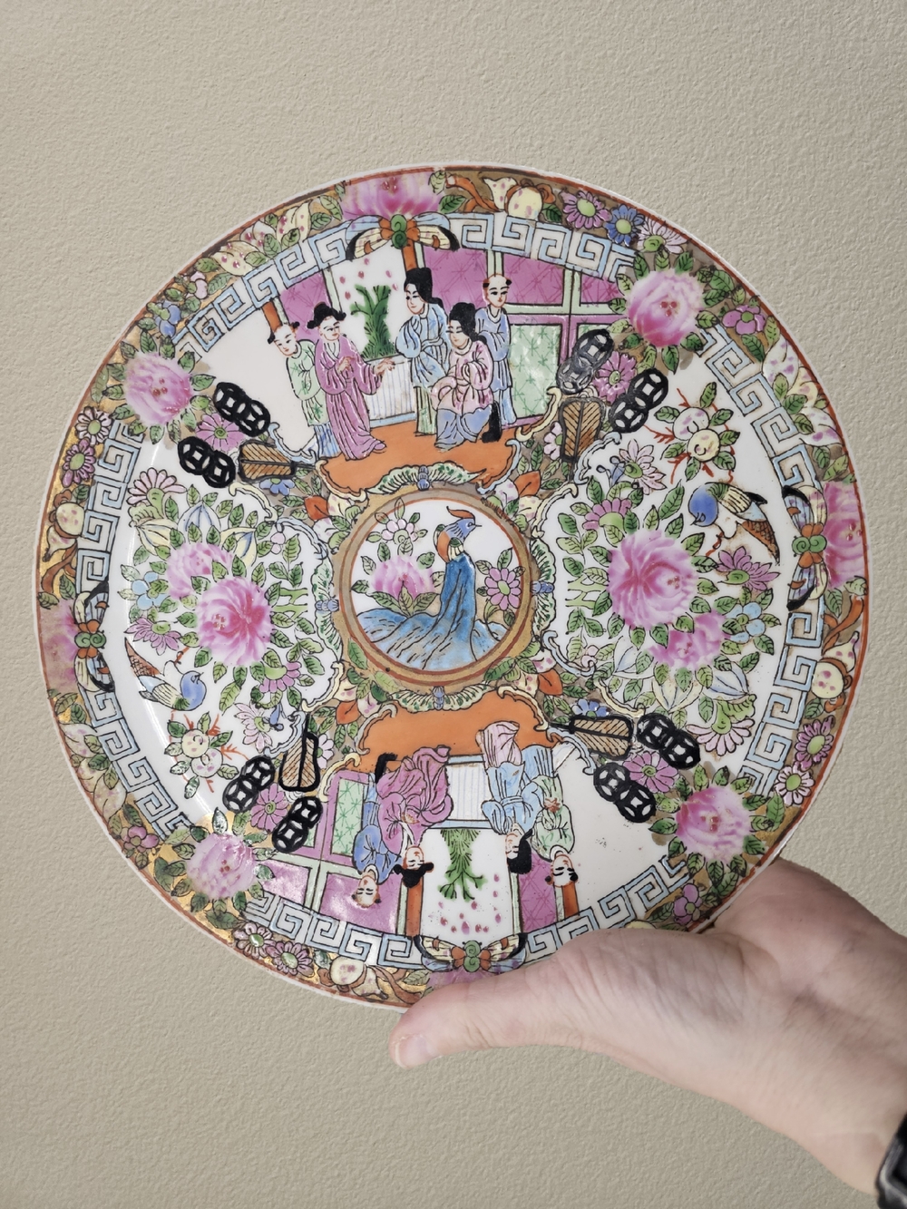 Chinese Rose Medallion Vintage Dinner Plate